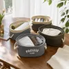 Grey fabric storage basket, large-capacity household organizing basket, living room and bedroom storage basket details Picture